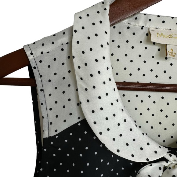 ModCloth Coquette Polka Dot Sleeveless Top Size Small Black White Bow Girly - Picture 6 of 13